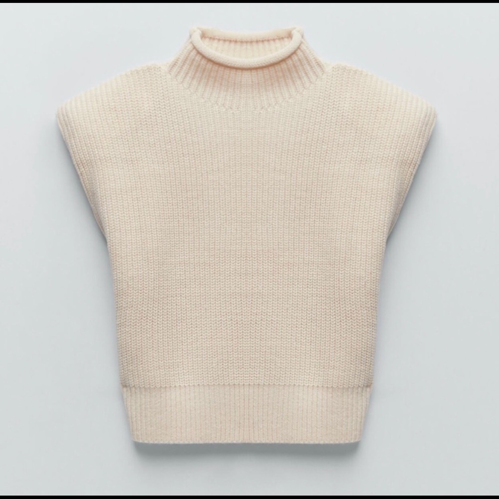 Zara high neck shoulder pad top